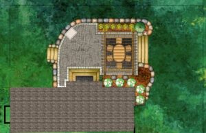 A custom backyard garden area rendering